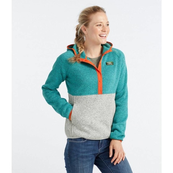 L.L. Bean Sweaters - L.L. Bean Hooded Colorblock Sweater Fleece Pullover